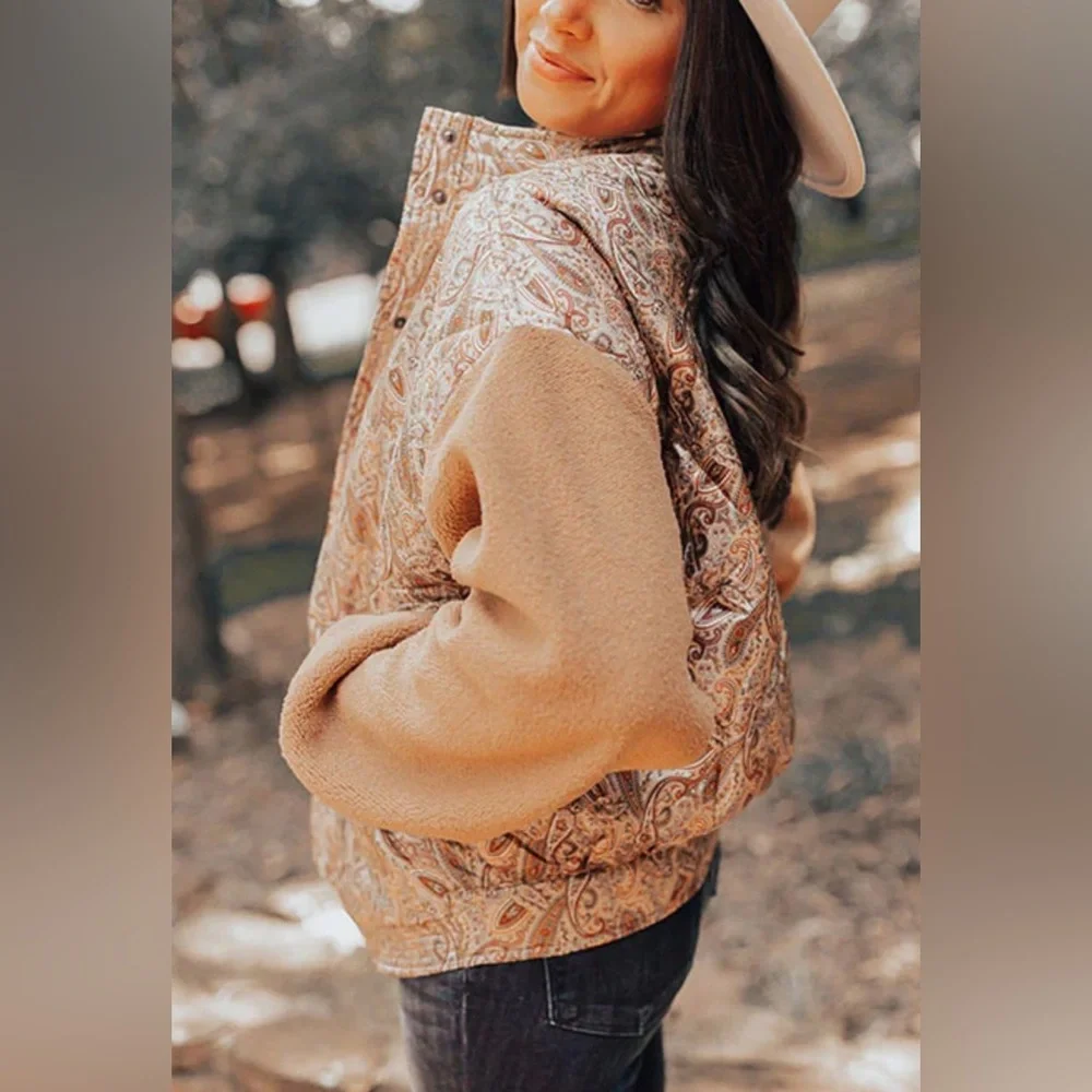 Umgee Colorado Snuggles Paisley Jacket, Tan/Gold, Size Medium